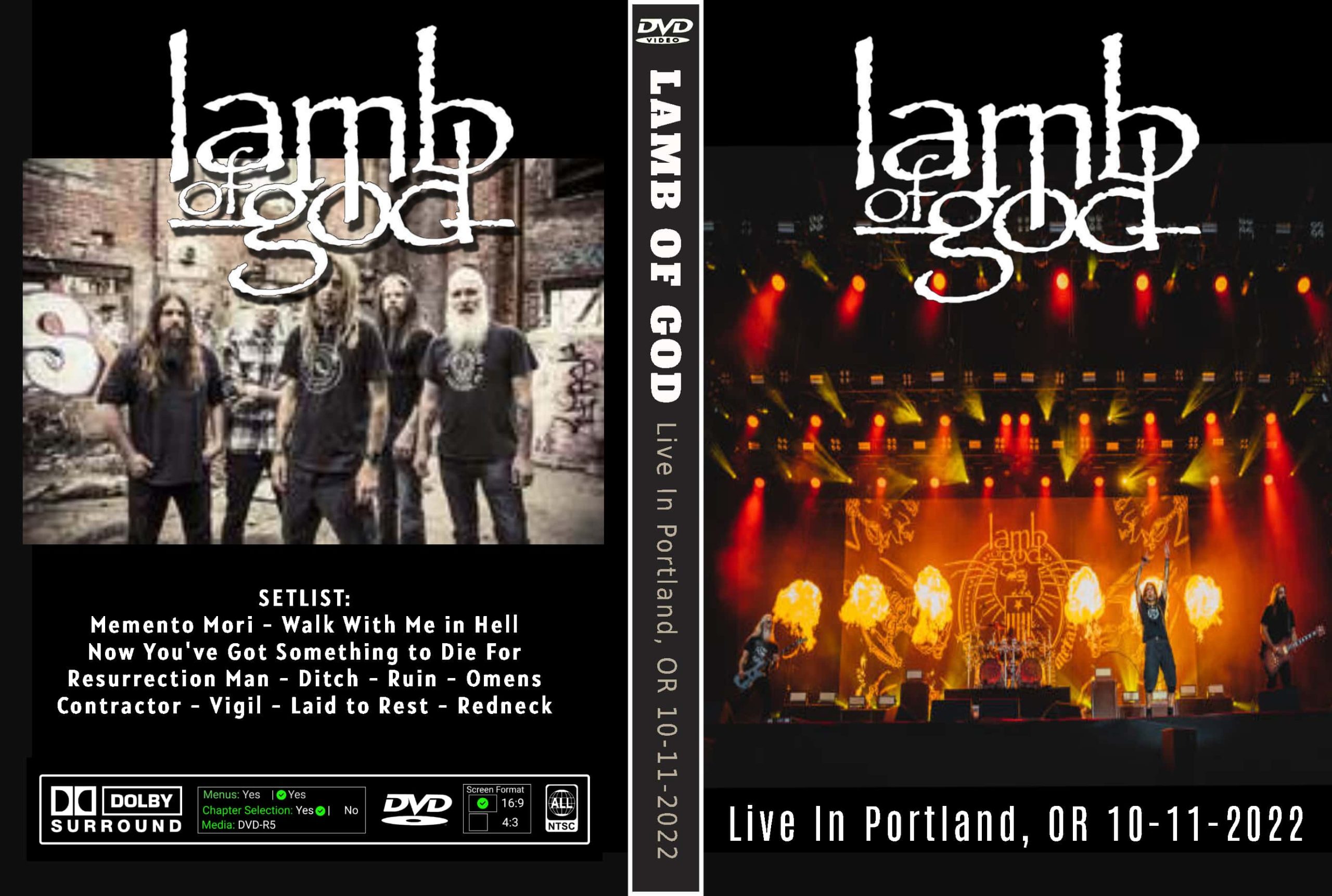 LAMB OF GOD Live In Portland, OR 10-11-2022 Lamb of God – Live In Portland 2022 DVD featuring powerful performances of “Laid to Rest,” “Redneck,” and “Walk With Me in Hell.” A crushing modern metal concert experience.